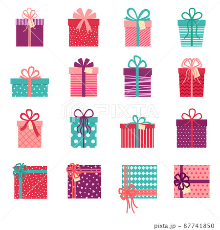 Collection of gift boxes on white background, vector illustration Collection of gift boxes on white background, vector illustration 87741850