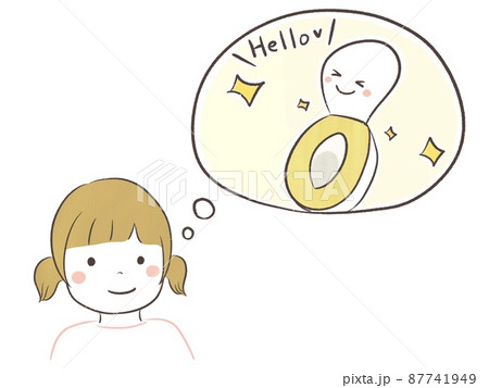 トイレについて前向きに考えるこども 女の子 のイラスト素材
