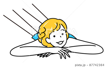 うつ伏せに寝て気持ちよさそうに垢すりエステを受けている可愛い女性 シンプル イラスト ベクターのイラスト素材