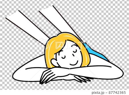 A cute woman sleeping on her stomach and receiving an exfoliating beauty treatment salon Simple Illustration Vector 87742365