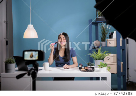 Behind the scene of artist creator doing make up tutorial Behind the scene of artist creator doing make up tutorial 87742388