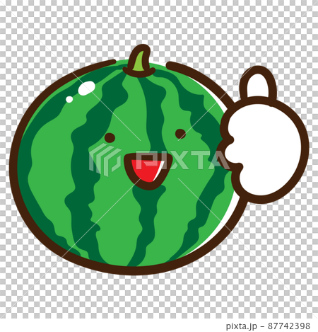 かわいいスイカのキャラクターがいいねする手書き風イラストのイラスト素材