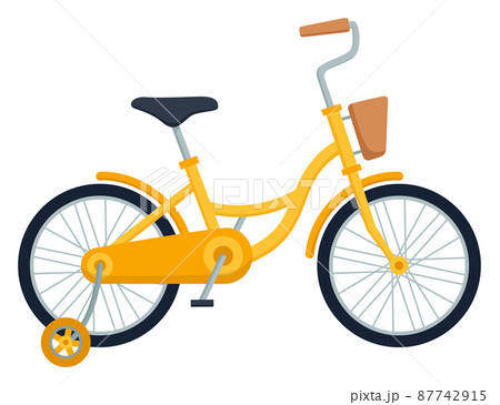 Kid bicycle on white background. Children bike, vector illustration 87742915