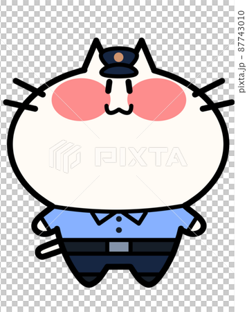 警官にゃんこのイラスト素材 87743010
