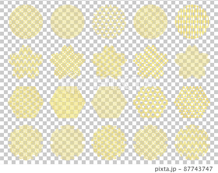 Golden Japanese pattern icon set (circle, cherry blossom, hexagon, snow ring) Golden Japanese pattern icon set (circle, cherry blossom, hexagon, snow ring) 87743747