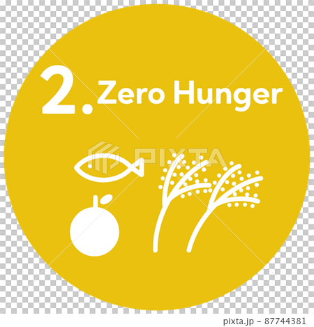 SDGs 2. Zero hunger Round icon (English notation) SDGs 2. Zero hunger Round icon (English notation) 87744381