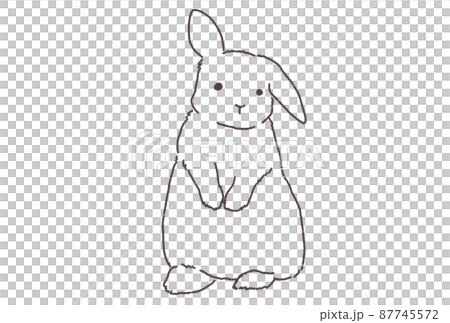 Rabbit simple line drawing illustration-10 separately 87745572