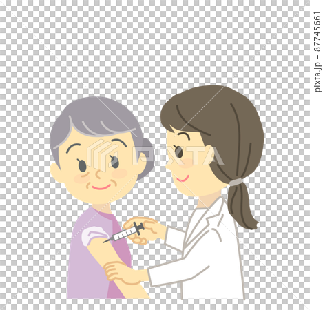 Illustration material: New corona vaccination for seniors (vaccination / smile / no main line) Illustration material: New corona vaccination for seniors (vaccination / smile / no main line) 87745661