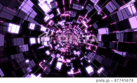 VJ トンネル キューブ サイバー空間 デジタル 紫 [別Verあり] 87745678