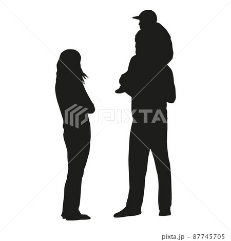 Family. Vector silhouettes. Mother, father, son, daughter 87745705