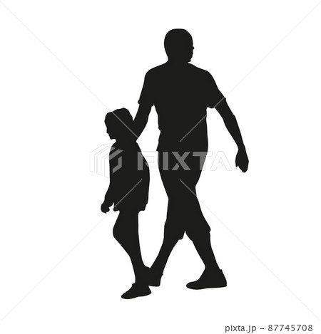 Father and daughter. Vector silhouette Father and daughter. Vector silhouette 87745708