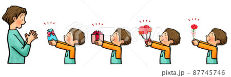 母の日 お母さんにプレゼントする子供のバリエーション 母の日 お母さんにプレゼントする子供のバリエーション 87745746