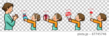 母の日 お母さんにプレゼントする子供のバリエーション 母の日 お母さんにプレゼントする子供のバリエーション 87745746