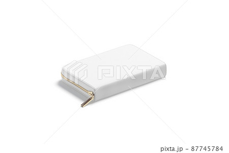 Blank white small money wallet mockup lying, side view 87745784