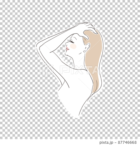 Beautiful woman trimming her hair with a hand comb 87746668