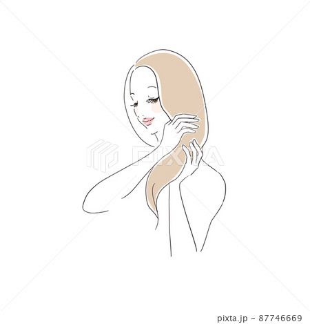 手櫛で髪を整える美しい女性 87746669