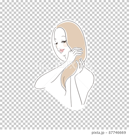 Beautiful woman trimming her hair with a hand comb 87746669