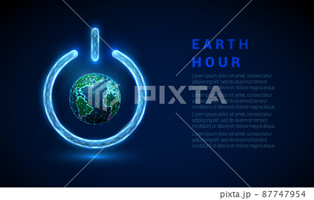 Abstract blue glowing planet Earth in power button 87747954