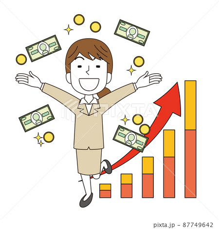 業績好調でお金が増えて喜ぶ女性 87749642