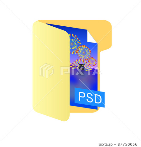 フォルダのアイコン。PSDファイルが入った黄色いフォルダ。 87750056
