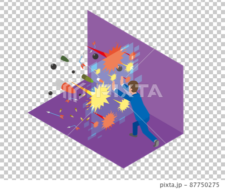 用屏障防禦攻擊的男性上班族 87750275