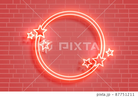 red neon banner with glowing stars 87751211