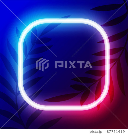 glowing blue and pink neon empty frame background 87751419