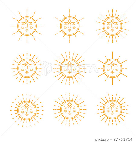 太陽アイコンマークセットのイラスト素材