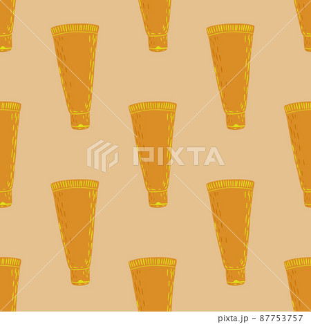 Tube cosmetic cream seamless pattern. Elements spa in doodle style. Tube cosmetic cream seamless pattern. Elements spa in doodle style. 87753757