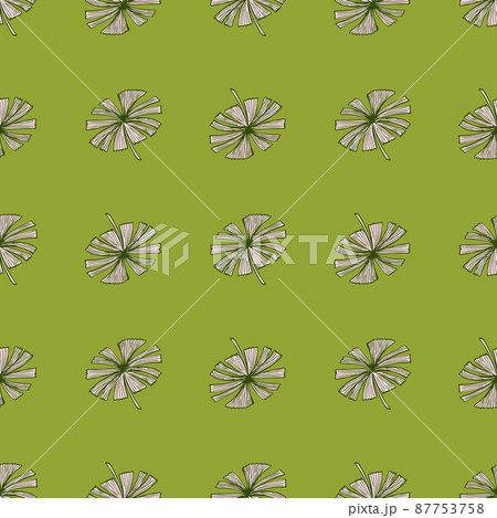 Fan palm leaves seamless pattern on. Vintage foliage of palmetto in engraving style. 87753758