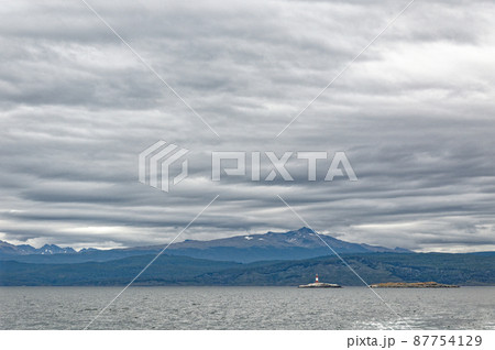 Les Eclaireurs Light House on rocky island on the Beagle Channel - Argentina 87754129
