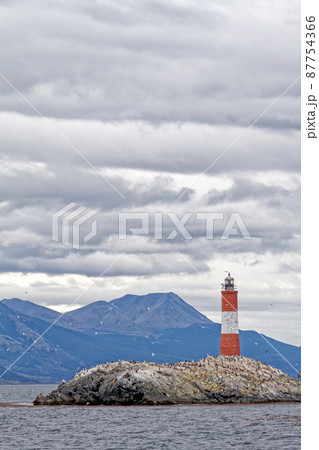 Les Eclaireurs Light House on rocky island on the Beagle Channel - Argentina 87754366