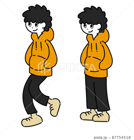 歩く少年のイラストのイラスト素材