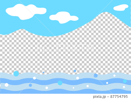 Simple illustration of blue sky, mountains and river Simple illustration of blue sky, mountains and river 87754795