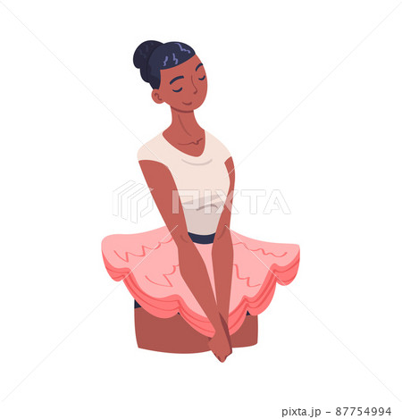 Young Woman Ballet Dancer in Pink Skirt Vector Illustration Young Woman Ballet Dancer in Pink Skirt Vector Illustration 87754994