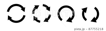 様々な形状の回転矢印セット。ベクター。 様々な形状の回転矢印セット。ベクター。 87755218