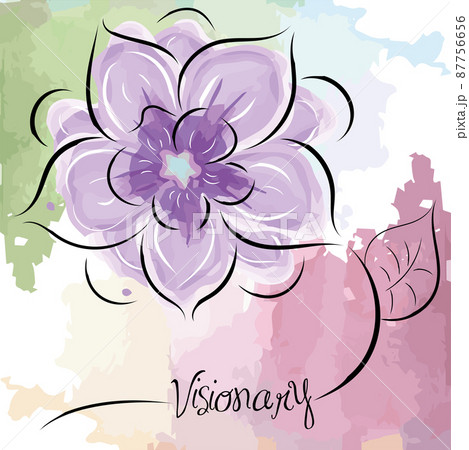 Isolated Sketch Of Violet Flower Watercolor のイラスト素材
