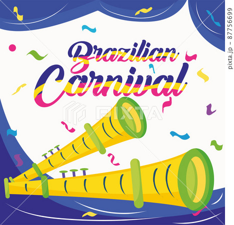 Pair of flutes Brazil carnival poster Vector 87756699