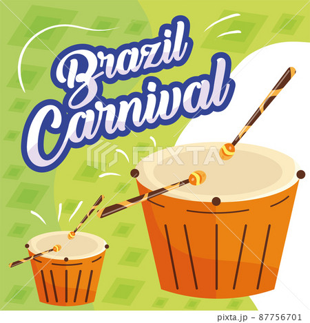 Pair of leather drums Brazil carnival template Vector Pair of leather drums Brazil carnival template Vector 87756701