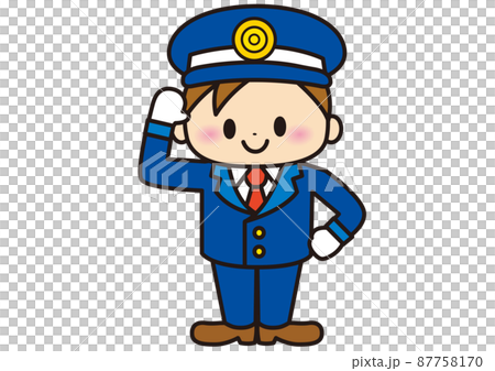 警察官,警官,公務員,刑事,警備,おまわりさん,男,男性,かわいい,人物,イラスト,警察,捜査,敬礼 87758170