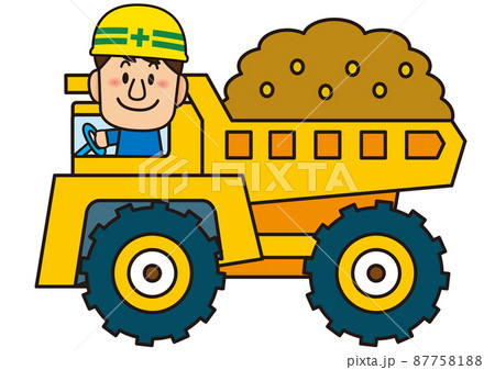 ダンプカー,ドライバー,運転,運ぶ,ダンプ,働く,車,大型トラック,人,乗り物,輸送,男性,自動車, 87758188