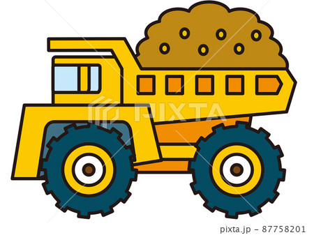 ダンプカー トラック ダンプ 乗り物 車 大型車 重機 自動車 作業車 大型自動車 工事 車両 働くのイラスト素材