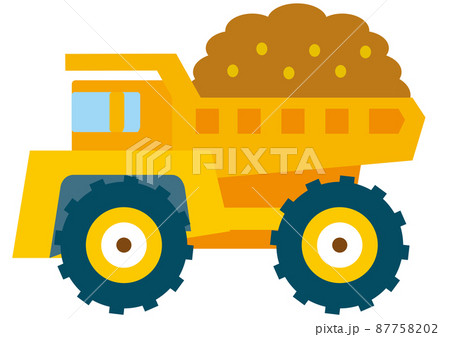ダンプカー トラック ダンプ 乗り物 車 大型車 重機 自動車 作業車 大型自動車 工事 車両 働くのイラスト素材