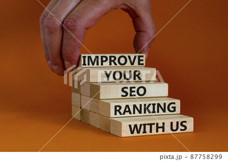 Improve your SEO ranking with us symbol. Wooden blocks with words Improve your SEO ranking with us. Businessman hand. Beautiful orange background, copy space. Business, improve SEO ranking concept. Improve your SEO ranking with us symbol. Wooden blocks with words Improve your SEO ranking with us. Businessman hand. Beautiful orange background, copy space. Business, improve SEO ranking concept. 87758299