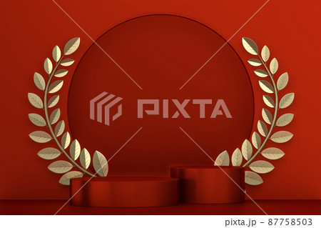 Red Podium for product display minimal geometric design.3D rendering Red Podium for product display minimal geometric design.3D rendering 87758503