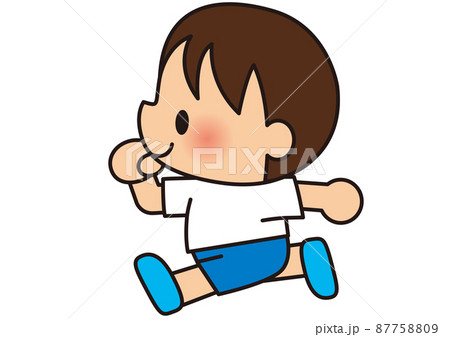 走る 運動会 体育祭 運動 マラソン 体操着 子供 小学生 児童 体育大会 笑顔 体操 体操教室 のイラスト素材