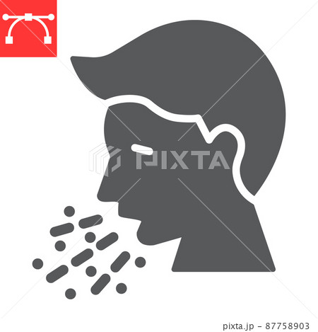 Cough glyph icon, coronavirus and covid-19, sneezing sign vector graphics, editable stroke solid icon, eps 10. 87758903