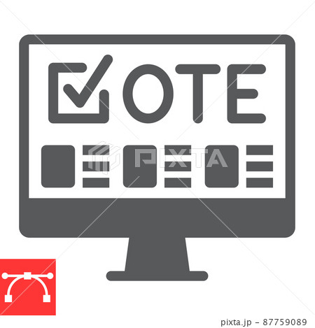 Online voting glyph icon, election and online vote, monitor sign vector graphics, editable stroke solid icon, eps 10. Online voting glyph icon, election and online vote, monitor sign vector graphics, editable stroke solid icon, eps 10. 87759089