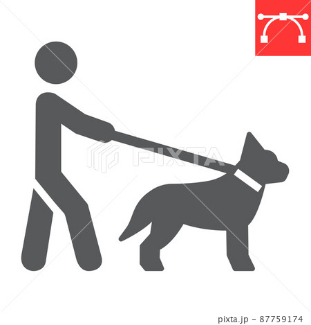 Blind man with guide dog glyph icon, disability and pet, blind with guide dog sign vector graphics, editable stroke solid icon, eps 10. Blind man with guide dog glyph icon, disability and pet, blind with guide dog sign vector graphics, editable stroke solid icon, eps 10. 87759174