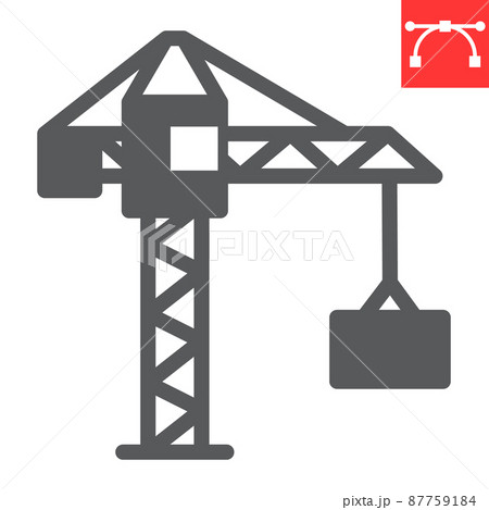 Construction crane glyph icon, construction and industry, building crane sign vector graphics, editable stroke solid icon, eps 10. Construction crane glyph icon, construction and industry, building crane sign vector graphics, editable stroke solid icon, eps 10. 87759184